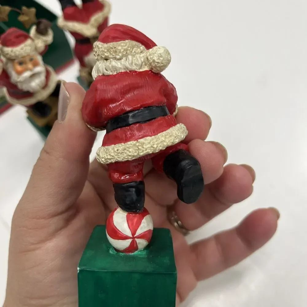 Kurt Adler 3 Piece Balancing Santa’s Christmas Joy Blocks Resin Figurine Set